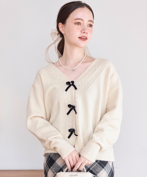 titty＆Co. PETIT（ティティアンドコープティ）の「【titty&Co.PETIT 】リボンニットカーディガン（ニット/セーター・レディース・ホワイト/ピンク・FREE）」の17枚目の写真