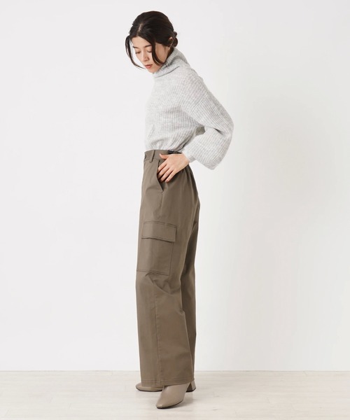 en recre(アンレクレ)の「<ストレッチ>ワイドカーゴパンツ(カーゴパンツ・レディース・ブラック/モスグリーン・2)」の18枚目の写真