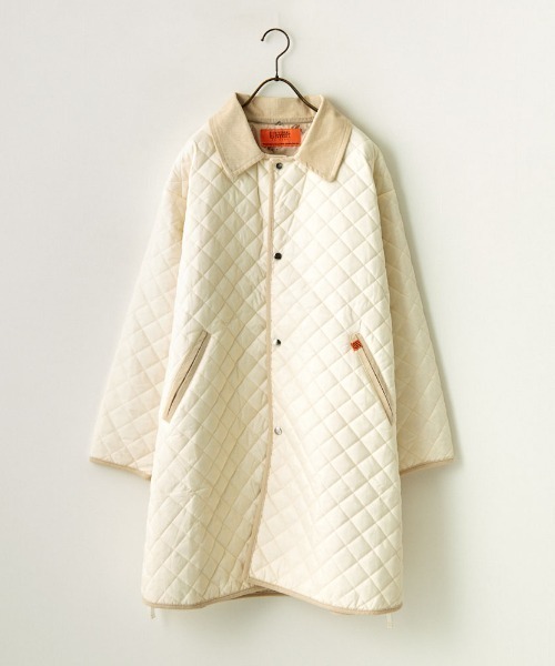 UNIVERSAL OVERALL（ユニバーサルオーバーオール）の「[UNIVERSAL OVERALL/ユニバーサルオーバーオール] 別注 衿コーデュロイ Aラインキルティングコート（ミリタリージャケット・レディース・オリーブ/アイボリー/ブラック・F）」の21枚目の写真