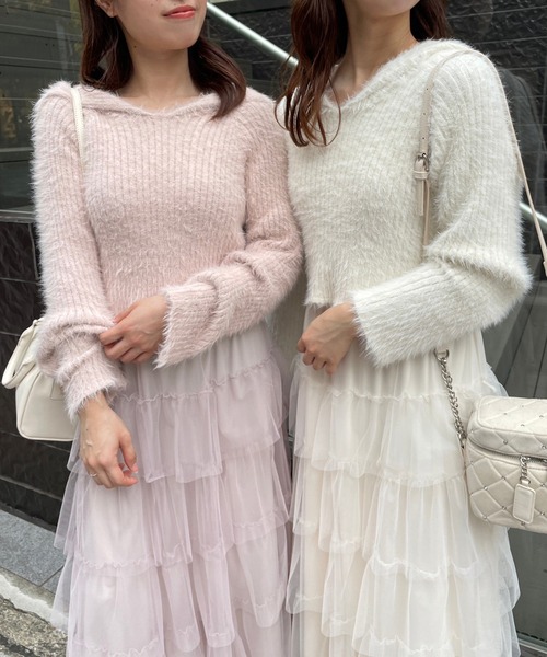 one after another NICE CLAUP（ワンアフターアナザーナイスクラップ）の「ティアードチュールスカート（スカート・レディース・ピンク/チャコールグレー/アイボリー・FREE）」の19枚目の写真