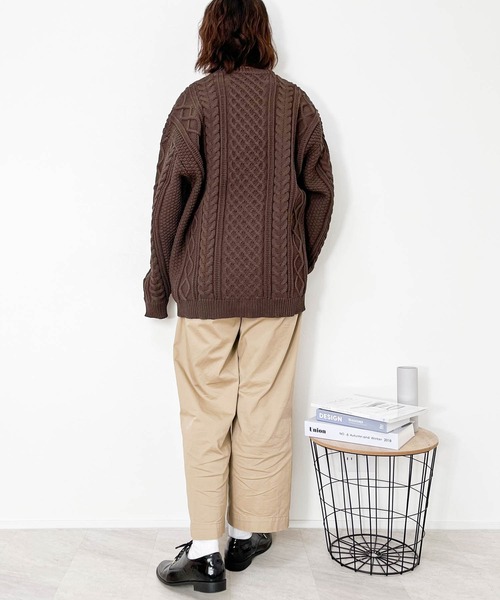 Ritzy（リッツィー）の「アラン編みニットルーズVネックカーディガン レディース メンズ（カーディガン/ボレロ・メンズ・ブラック/ブラウン/グリーン/ライトベージュ・LARGE/X-LARGE/MEDIUM）」の18枚目の写真