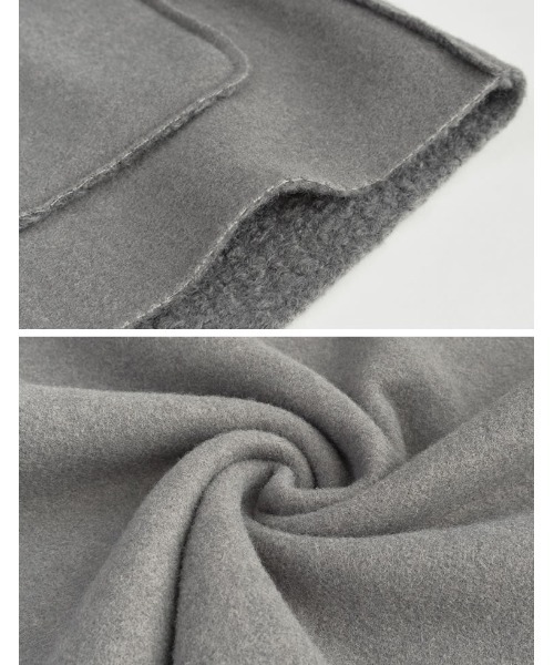 Re:EDIT（リエディ）の「[2WAY]リバーシブルフェイクウールorシープライクボアノーカラーミドルコート（ノーカラージャケット・レディース・モカ/ブラック/グレー/ライトベージュ・MEDIUM/LARGE）」の22枚目の写真