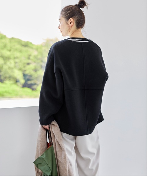 JOURNAL STANDARD（ジャーナルスタンダード）の「■■■《追加》スーパー140ビーバーノーカラーショートコート（ノーカラーコート・レディース・ブラック系その他/ブラック/グレー/ベージュ系その他/チョコ・34/36/38）」の10枚目の写真