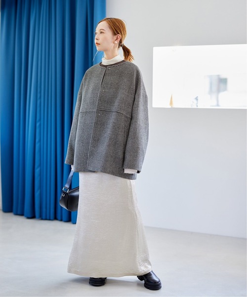 JOURNAL STANDARD（ジャーナルスタンダード）の「■■■《追加》スーパー140ビーバーノーカラーショートコート（ノーカラーコート・レディース・ブラック系その他/ブラック/グレー/ベージュ系その他/チョコ・34/36/38）」の11枚目の写真