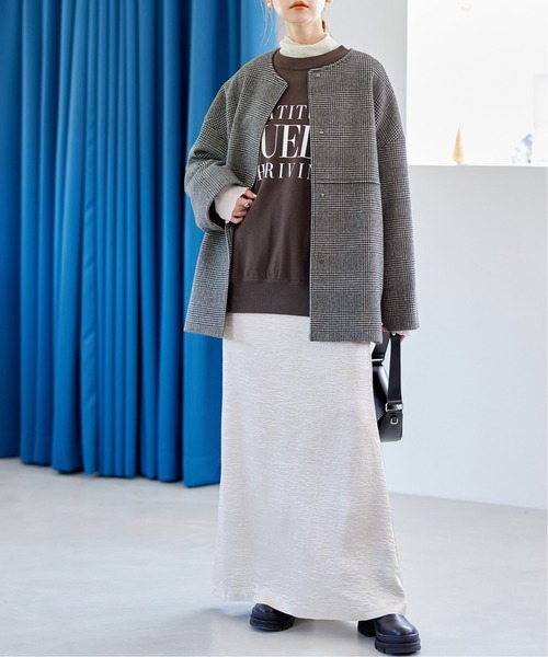 JOURNAL STANDARD（ジャーナルスタンダード）の「■■■《追加》スーパー140ビーバーノーカラーショートコート（ノーカラーコート・レディース・ブラック系その他/ブラック/グレー/ベージュ系その他/チョコ・34/36/38）」の14枚目の写真