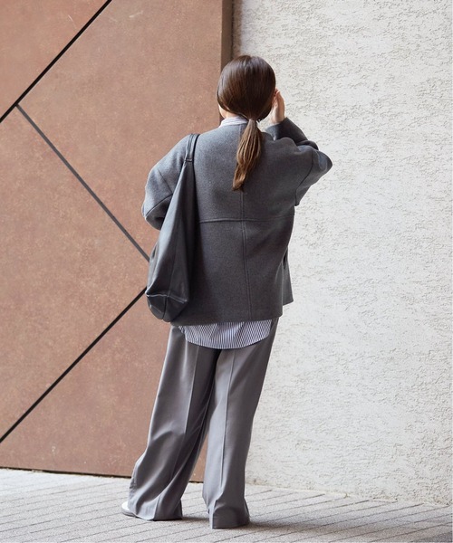 JOURNAL STANDARD（ジャーナルスタンダード）の「■■■《追加》スーパー140ビーバーノーカラーショートコート（ノーカラーコート・レディース・ブラック系その他/ブラック/グレー/ベージュ系その他/チョコ・34/36/38）」の19枚目の写真