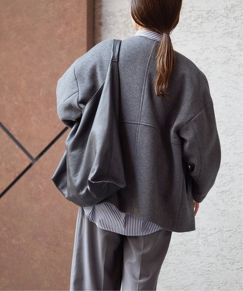 JOURNAL STANDARD（ジャーナルスタンダード）の「■■■《追加》スーパー140ビーバーノーカラーショートコート（ノーカラーコート・レディース・ブラック系その他/ブラック/グレー/ベージュ系その他/チョコ・34/36/38）」の21枚目の写真