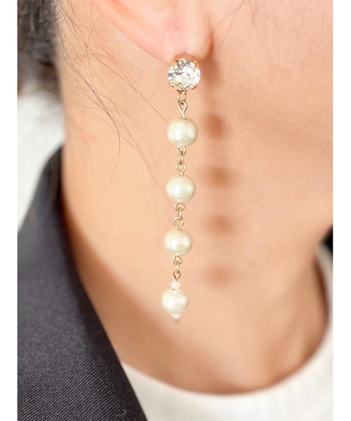 CERCA(チェルカ)の「『NoY.ノイ』淡水パールピアス シンプルロングピアス 14金ゴールドフィルド(ピアス(両耳用)・レディース・A/B/ホワイト・FREE)」の2枚目の写真