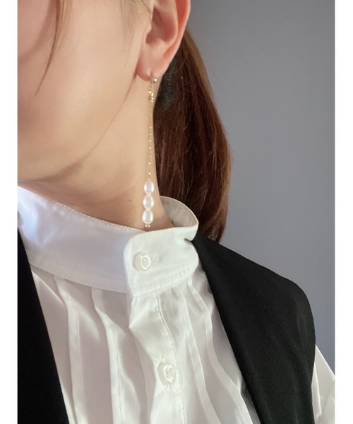 CERCA(チェルカ)の「『NoY.ノイ』淡水パールピアス シンプルロングピアス 14金ゴールドフィルド(ピアス(両耳用)・レディース・A/B/ホワイト・FREE)」の8枚目の写真