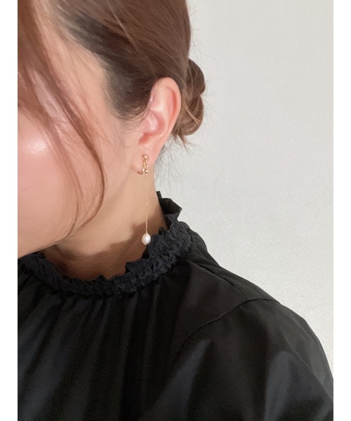 CERCA(チェルカ)の「『NoY.ノイ』淡水パールピアス シンプルロングピアス 14金ゴールドフィルド(ピアス(両耳用)・レディース・A/B/ホワイト・FREE)」の12枚目の写真