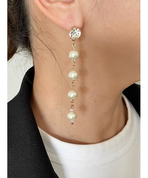CERCA(チェルカ)の「『NoY.ノイ』淡水パールピアス シンプルロングピアス 14金ゴールドフィルド(ピアス(両耳用)・レディース・A/B/ホワイト・FREE)」の16枚目の写真