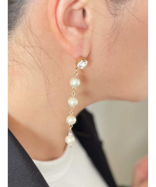 CERCA(チェルカ)の「『NoY.ノイ』淡水パールピアス シンプルロングピアス 14金ゴールドフィルド(ピアス(両耳用)・レディース・A/B/ホワイト・FREE)」の17枚目の写真