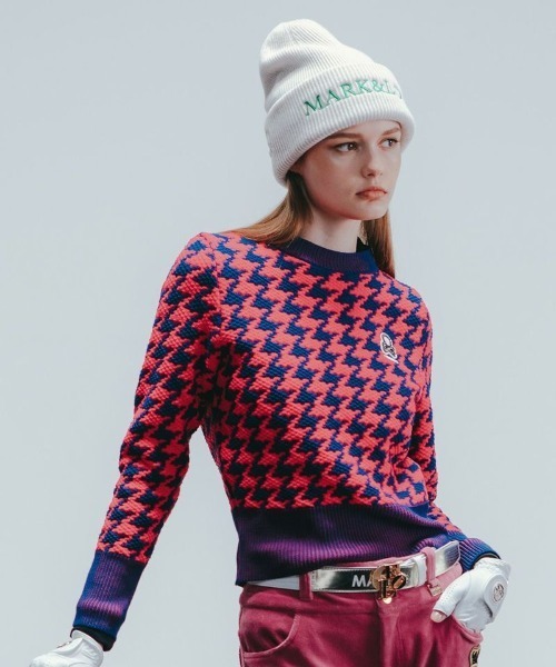 MARK & LONA(マークアンドロナ)の「Ever Dogtooth Shorty Sweater | WOMEN(ニット/セーター・レディース・ホワイト/ピンク・40/38)」の2枚目の写真