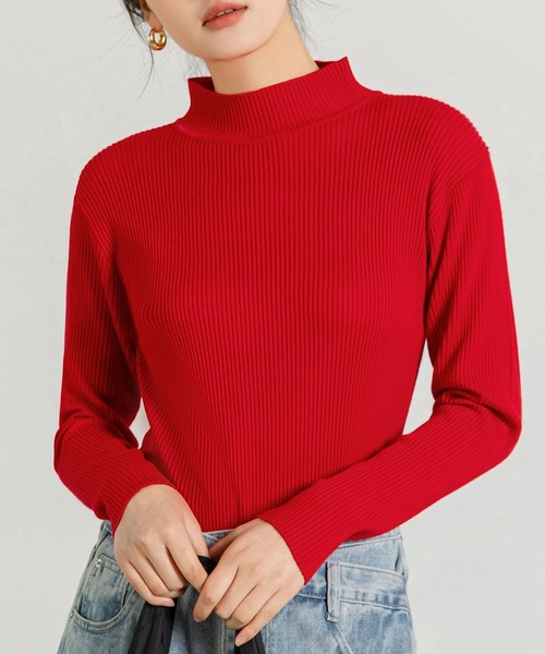 DAY CLOSET(デイ クローゼット)の「レディース タートルネックリブニットセータートップス 春秋冬(ニット/セーター・レディース・キャメル/ブラック/ベージュ/グリーン/ダークグレー/グレー/ネイビー/ワインレッド/ピンク/ホワイト/レッド/イエロー/オレンジ・FREE)」の11枚目の写真