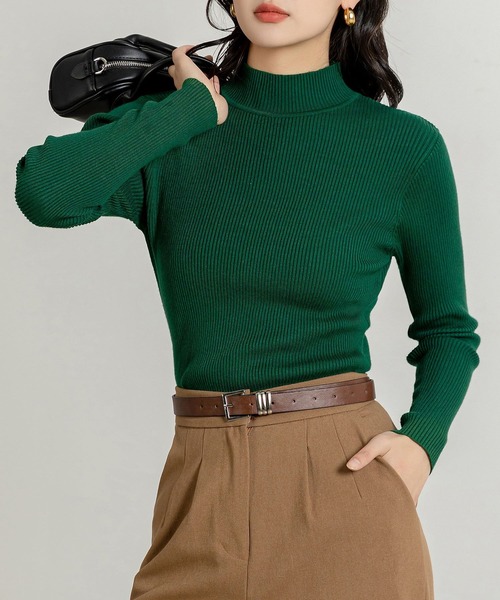 DAY CLOSET(デイ クローゼット)の「レディース タートルネックリブニットセータートップス 春秋冬(ニット/セーター・レディース・キャメル/ブラック/ベージュ/グリーン/ダークグレー/グレー/ネイビー/ワインレッド/ピンク/ホワイト/レッド/イエロー/オレンジ・FREE)」の6枚目の写真