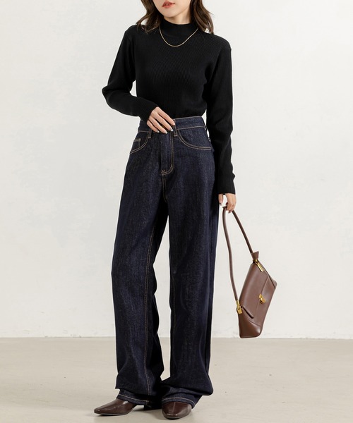 DAY CLOSET(デイ クローゼット)の「レディース タートルネックリブニットセータートップス 春秋冬(ニット/セーター・レディース・キャメル/ブラック/ベージュ/グリーン/ダークグレー/グレー/ネイビー/ワインレッド/ピンク/ホワイト/レッド/イエロー/オレンジ・FREE)」の18枚目の写真