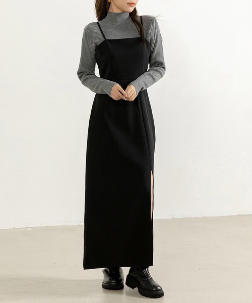 レディース タートルネックリブニットセータートップス 春秋冬