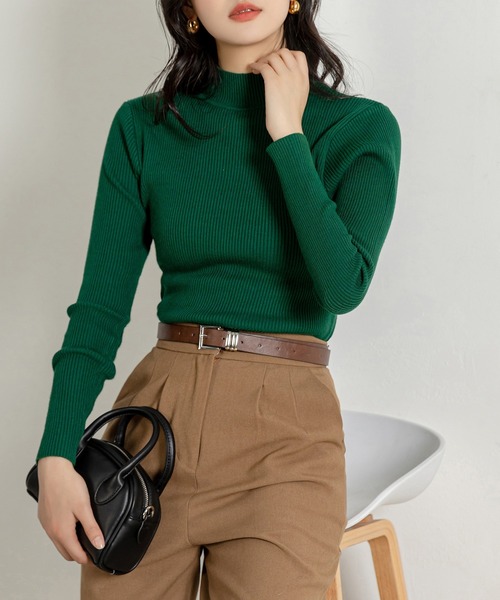 DAY CLOSET(デイ クローゼット)の「レディース タートルネックリブニットセータートップス 春秋冬(ニット/セーター・レディース・キャメル/ブラック/ベージュ/グリーン/ダークグレー/グレー/ネイビー/ワインレッド/ピンク/ホワイト/レッド/イエロー/オレンジ・FREE)」の15枚目の写真