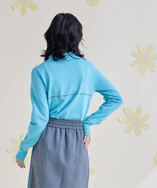 miette(ミエット)の「ジグザグステッチポロニット(ニット/セーター・レディース・オフホワイト/ブラック/ライトブルー/ピンク・FREE)」の16枚目の写真