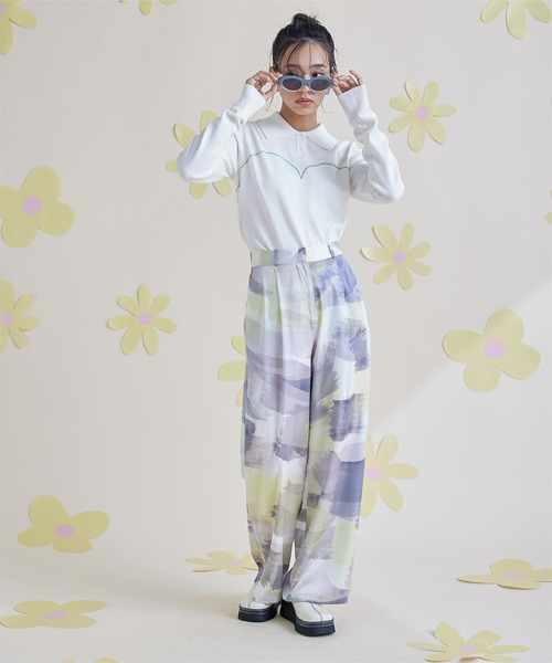 miette(ミエット)の「ジグザグステッチポロニット(ニット/セーター・レディース・オフホワイト/ブラック/ライトブルー/ピンク・FREE)」の9枚目の写真