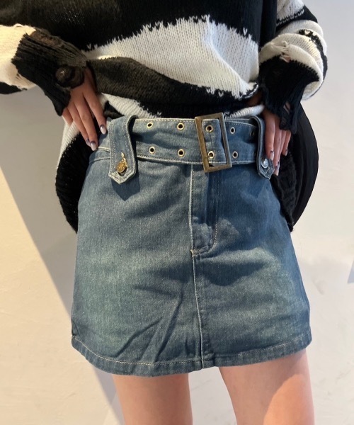 nemne store(ネンネストア)の「【Ne/Flim】デニムショートスカート(スカート・レディース・ブルー/ブラック・SMALL/MEDIUM)」の3枚目の写真