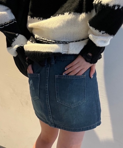 nemne store(ネンネストア)の「【Ne/Flim】デニムショートスカート(スカート・レディース・ブルー/ブラック・SMALL/MEDIUM)」の5枚目の写真
