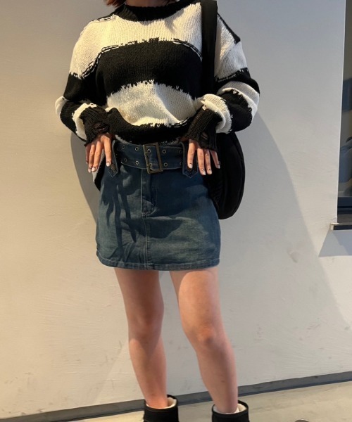 nemne store(ネンネストア)の「【Ne/Flim】デニムショートスカート(スカート・レディース・ブルー/ブラック・SMALL/MEDIUM)」の6枚目の写真