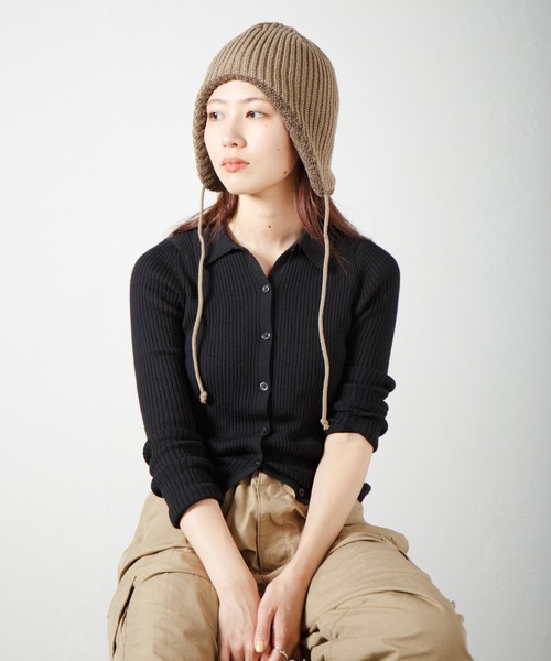 RACAL（ラカル）の「Ear-muff Reversible Knit Cap 耳当て付きリバーシブルニットキャップ（ニットキャップ/ビーニー・レディース・ブラウン系その他/ブラック系その他/ベージュ系その他/グレー系その他・FREE）」の4枚目の写真
