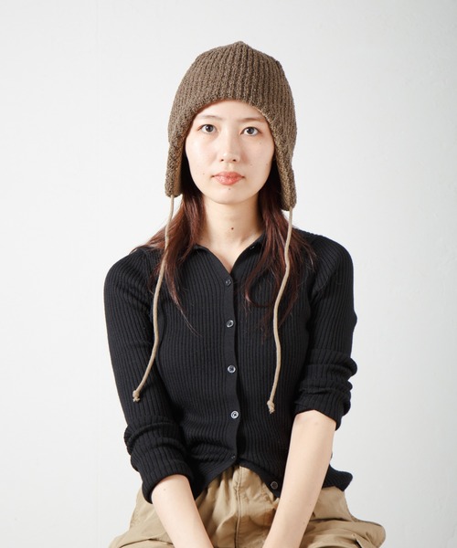 RACAL（ラカル）の「Ear-muff Reversible Knit Cap 耳当て付きリバーシブルニットキャップ（ニットキャップ/ビーニー・レディース・ブラウン系その他/ブラック系その他/ベージュ系その他/グレー系その他・FREE）」の8枚目の写真