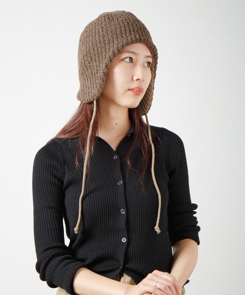 RACAL（ラカル）の「Ear-muff Reversible Knit Cap 耳当て付きリバーシブルニットキャップ（ニットキャップ/ビーニー・レディース・ブラウン系その他/ブラック系その他/ベージュ系その他/グレー系その他・FREE）」の9枚目の写真