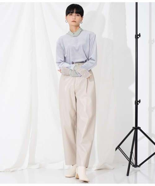 Settimissimo（セッティミッシモ）の「ベロア×シアーレイヤード タートルネック プルオーバー 長袖（Tシャツ/カットソー・レディース・オフホワイト/グレー/ブラック・FREE）」の12枚目の写真