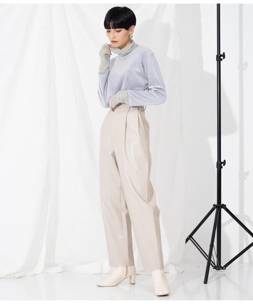 Settimissimo（セッティミッシモ）の「ベロア×シアーレイヤード タートルネック プルオーバー 長袖（Tシャツ/カットソー・レディース・オフホワイト/グレー/ブラック・FREE）」の10枚目の写真