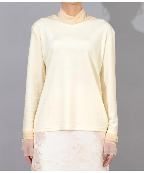 Settimissimo（セッティミッシモ）の「ベロア×シアーレイヤード タートルネック プルオーバー 長袖（Tシャツ/カットソー・レディース・オフホワイト/グレー/ブラック・FREE）」の9枚目の写真