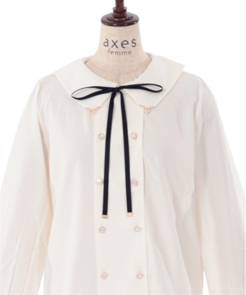 axes femme（アクシーズファム）の「リボン付ダブルボタンブラウス 