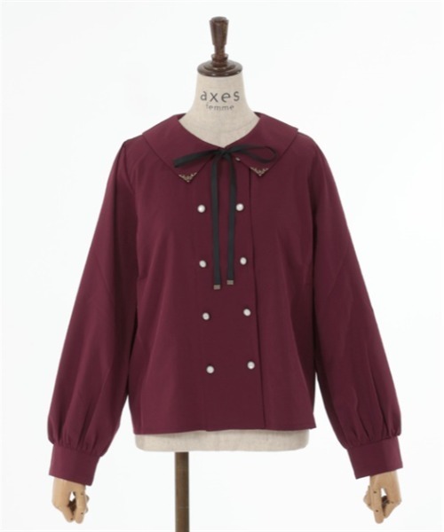 axes femme（アクシーズファム）の「リボン付ダブルボタンブラウス