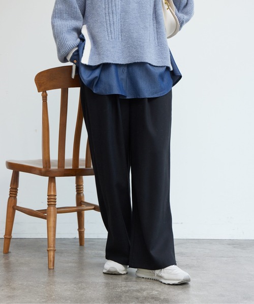 Chez toi(シェトワ)の「ポイントステッチ起毛ワイドパンツ(その他パンツ・レディース・グレー/ブラック/アイボリー・FREE)」の3枚目の写真