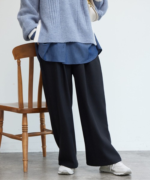 Chez toi(シェトワ)の「ポイントステッチ起毛ワイドパンツ(その他パンツ・レディース・グレー/ブラック/アイボリー・FREE)」の4枚目の写真