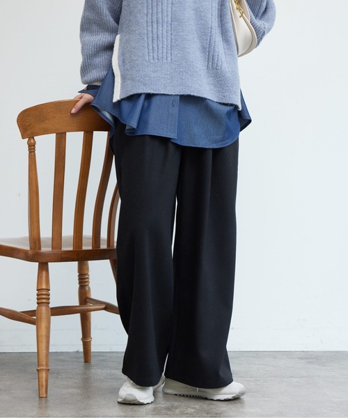 Chez toi(シェトワ)の「ポイントステッチ起毛ワイドパンツ(その他パンツ・レディース・グレー/ブラック/アイボリー・FREE)」の5枚目の写真