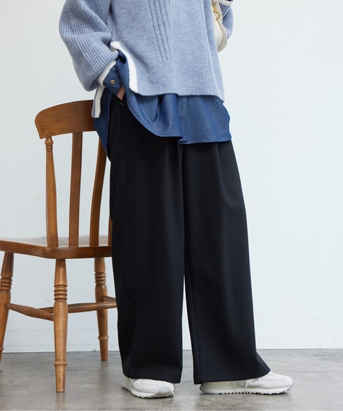 Chez toi(シェトワ)の「ポイントステッチ起毛ワイドパンツ(その他パンツ・レディース・グレー/ブラック/アイボリー・FREE)」の6枚目の写真