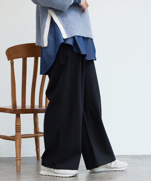 Chez toi(シェトワ)の「ポイントステッチ起毛ワイドパンツ(その他パンツ・レディース・グレー/ブラック/アイボリー・FREE)」の7枚目の写真