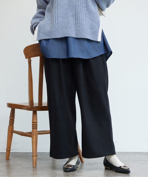 Chez toi(シェトワ)の「ポイントステッチ起毛ワイドパンツ(その他パンツ・レディース・グレー/ブラック/アイボリー・FREE)」の11枚目の写真