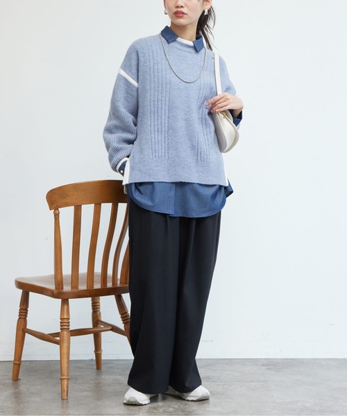 Chez toi(シェトワ)の「ポイントステッチ起毛ワイドパンツ(その他パンツ・レディース・グレー/ブラック/アイボリー・FREE)」の13枚目の写真