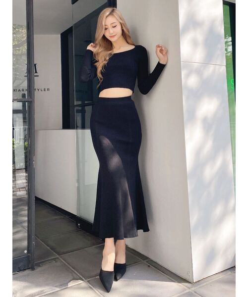 GYDA(ジェイダ)の「BITケーブルマーメイドニットスカート(スカート・レディース・アイボリー/ブラック・FREE)」の3枚目の写真