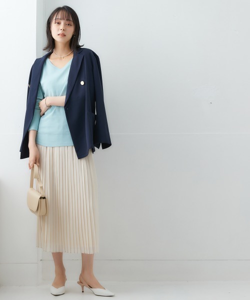 nissen(ニッセン)の「ダブルブレストジャケット(テーラードジャケット・レディース・ネイビー/ベージュ・S/M/L/LL)」の8枚目の写真