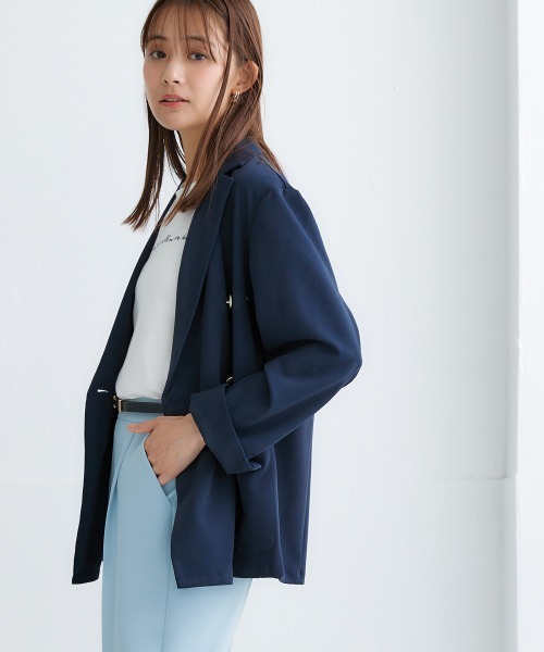 nissen(ニッセン)の「ダブルブレストジャケット(テーラードジャケット・レディース・ネイビー/ベージュ・S/M/L/LL)」の6枚目の写真