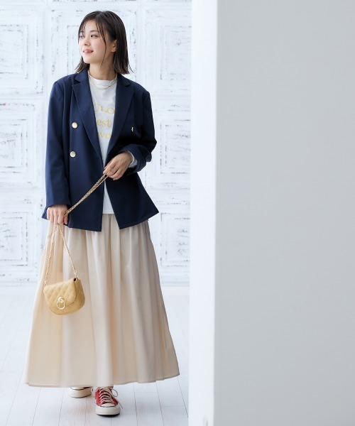 nissen(ニッセン)の「ダブルブレストジャケット(テーラードジャケット・レディース・ネイビー/ベージュ・S/M/L/LL)」の4枚目の写真