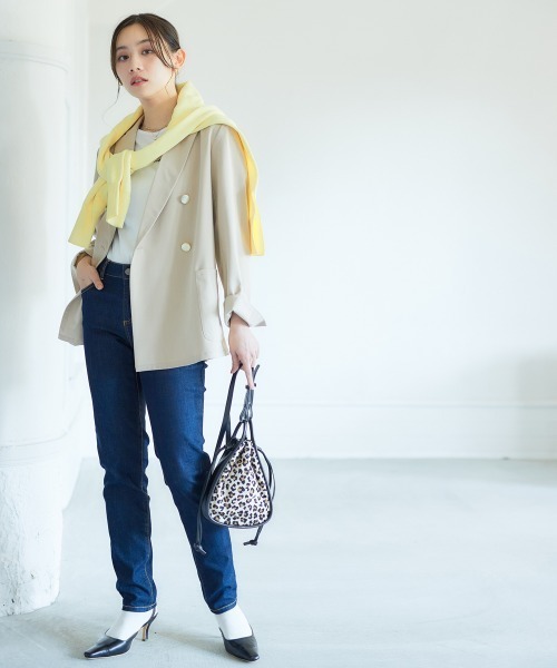 nissen(ニッセン)の「ダブルブレストジャケット(テーラードジャケット・レディース・ネイビー/ベージュ・S/M/L/LL)」の12枚目の写真