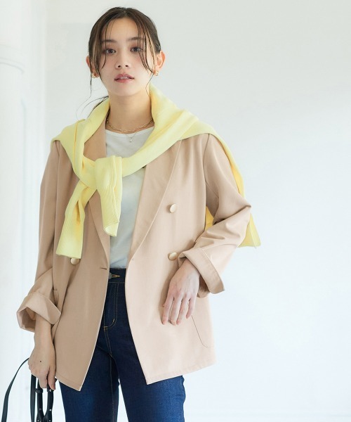 nissen(ニッセン)の「ダブルブレストジャケット(テーラードジャケット・レディース・ネイビー/ベージュ・S/M/L/LL)」の19枚目の写真