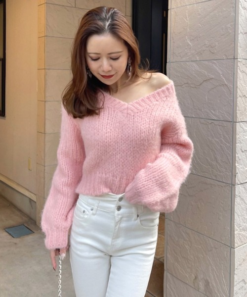 ROYAL PARTY（ロイヤルパーティー）の「フワフワカラーニットトップス（ニット/セーター・レディース・イエロー/ピンク/パープル/オフホワイト・FREE）」の17枚目の写真