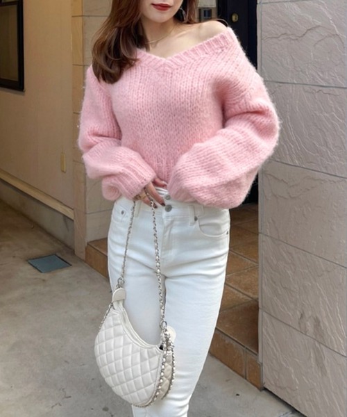 ROYAL PARTY（ロイヤルパーティー）の「フワフワカラーニットトップス（ニット/セーター・レディース・イエロー/ピンク/パープル/オフホワイト・FREE）」の18枚目の写真